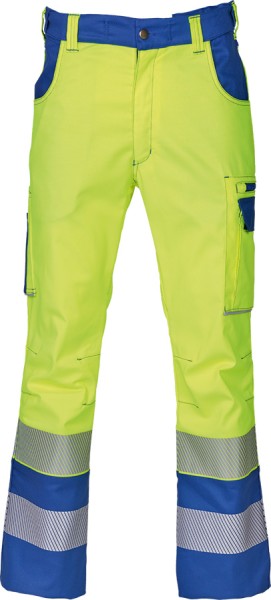 Extenso Warnschutz-Bundhose leuchtgelb-blau mit Reflexstreifen