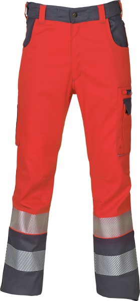 Warnschutz-Bundhose EXTENSO in leuchtrot/grau mit Reflexstreifen