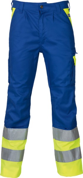 Warnschutz-Bundhose SICURELAST dehnbar mit Reflexstreifen blau/leuchtgelb
