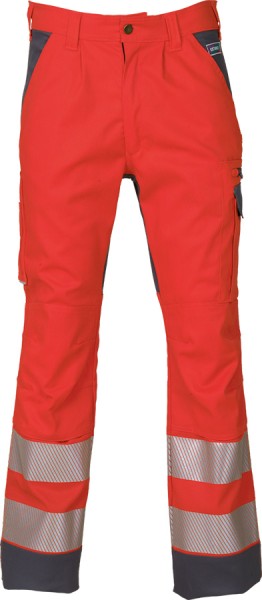 Warnschutz-Bundhose EXTENSO leuchtrot/grau mit Reflexstreifen