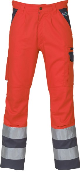 Warnschutz-Bundhose SICURELAST leuchtrot/grau mit Reflexstreifen