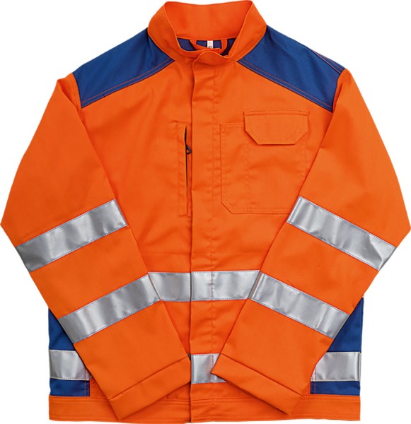 Warnschutz-Bundjacke SICURELAST dehnbar leuchtorange/blau mit Reflexstreifen