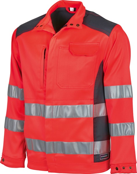 Warnschutz-Bundjacke SICURELAST leuchtrot-grau mit Reflexstreifen