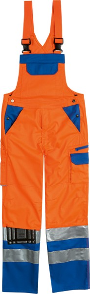 Warnschutz-Latzhose SICURELAST leuchtorange/blau mit Reflexstreifen