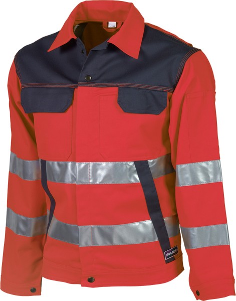 Warnschutz Bundjacke PROGRESSO Fluoline 300, leuchtrot/grau, Reflexstreifen