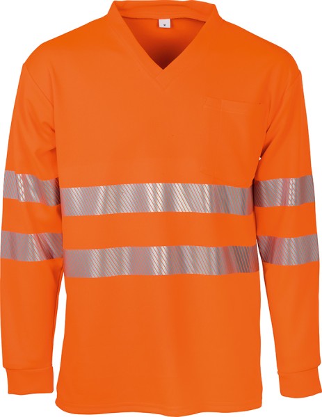 Warnschutz Langarmshirt BIOACTIVE leuchtorange mit Reflexstreifen