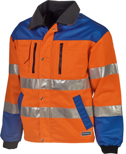 PROFIWORK Warnschutzjacke leuchtorange/blau, wasserabweisend, reflexstreifen
