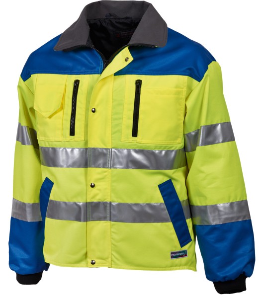 PROFIWORK Warnschutzjacke leuchtgelb/blau mit Reflexstreifen