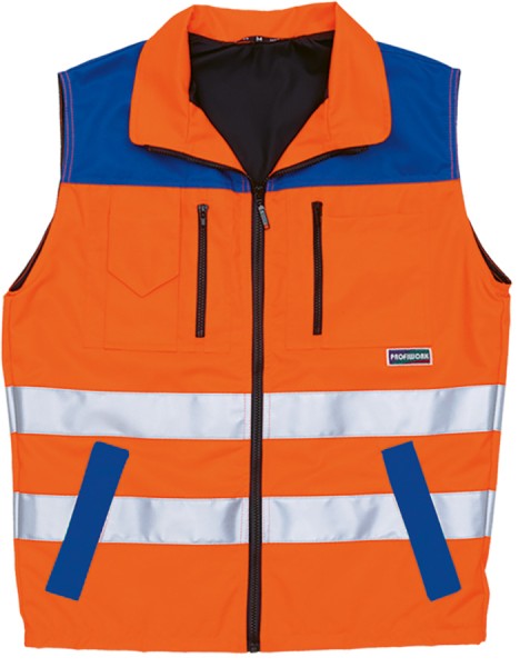 PROFIWORK Warnweste leuchtorange/blau, wasserabweisend, reflektierend