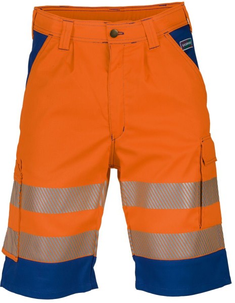 Sicurelast Warnschutz-Shorts Dehnbar mit Reflexstreifen, Leuchtorange/Blau