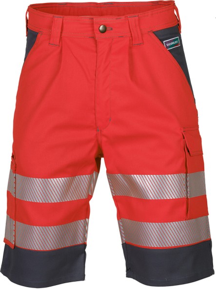 Warnschutz-Shorts SICURELAST, elastisch mit Reflexstreifen, leuchtrot/grau