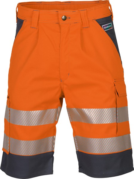 Warnschutz-Shorts SICURELAST leuchtorange mit Reflexstreifen und Taschen