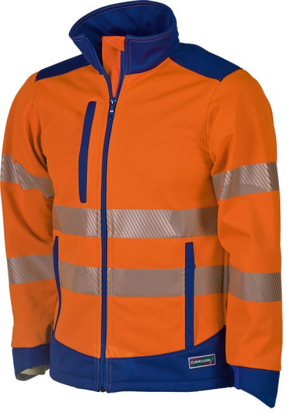 Allwetter-Warnschutzjacke CLIMACLEAN mit Reflexstreifen, leuchtorange/blau