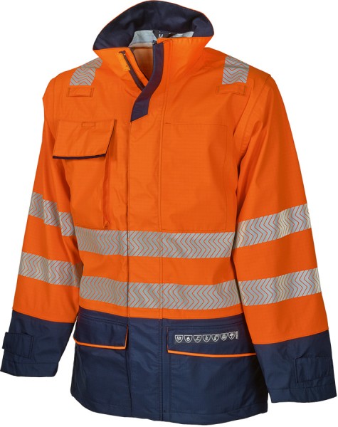 SIOEN Warnschutz-Regenjacke mit Störlichtbogenschutz, leuchtorange/dunkelblau