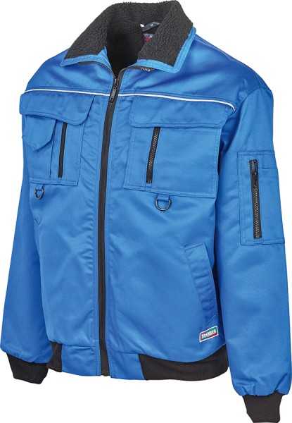 Wasserabweisende blaue TREKKER Arbeits- und Freizeitjacke mit Webpelz