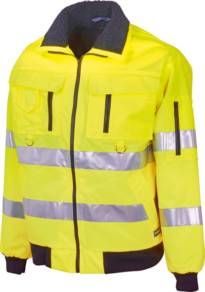 TREKKER Warnschutzjacke leuchtgelb mit Reflexstreifen und Webpelzfutter