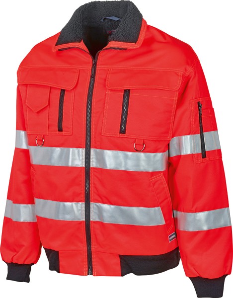 TREKKER Warnschutzjacke in leuchtrot mit Reflexstreifen, warm