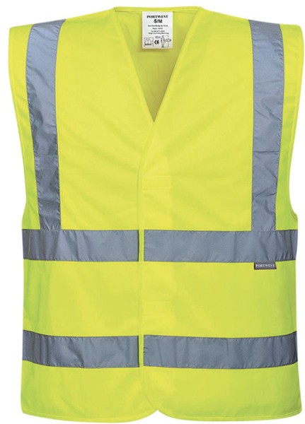 PORTWEST Warnschutzweste leuchtgelb mit Reflexstreifen und Klettverschluss