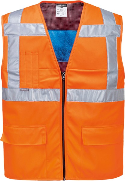 PORTWEST Kühlweste Warnschutz leuchtorange mit Bambusfüllung