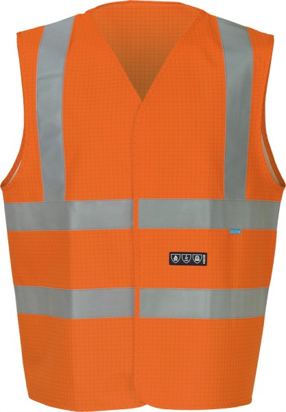Sioen Hellisan Warnweste leuchtorange, flammhemmend, antistatisch, Reflexstreifen