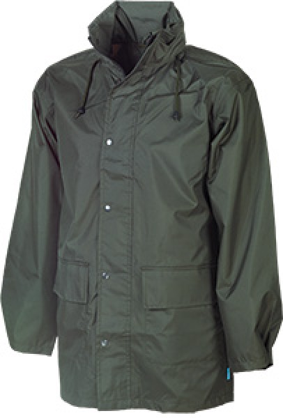 SIOEN Olivgruene Regenschutzjacke mit Kapuze, wasserdicht und atmungsaktiv