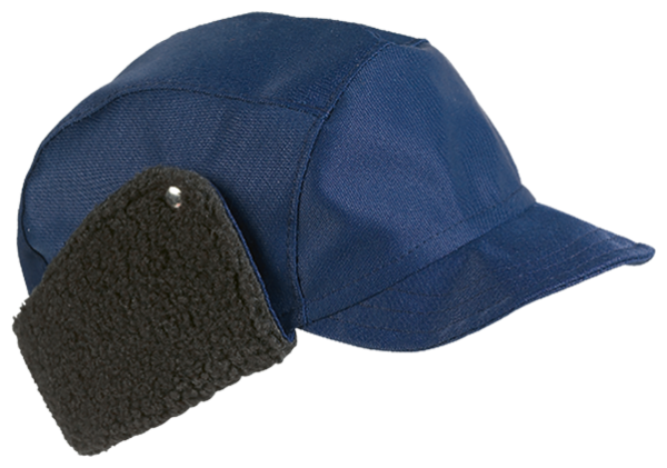 Dunkelblaue Winterschirmmuetze mit Thermofutter und Ohrenschutz