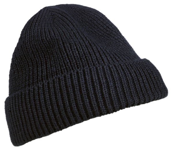 Schwarze gestrickte Wintermuetze mit Umschlag, Einheitsgroesse