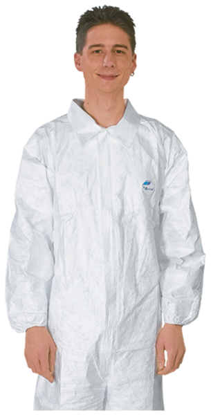 Weisser TYVEK 500 Chemieschutzoverall, Typ 5/6, antistatisch, mit Hemdkragen