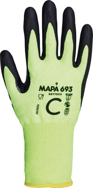 MAPA KRYTECH 693 ESD Schnittschutz-Handschuhe, gelb, touchscreen