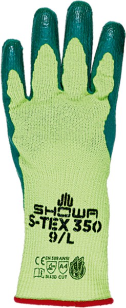 SHOWA Schnittschutz Handschuhe S-TEX 350, gelb, Nitrilbeschichtet, Grössen 8-10