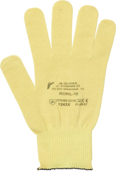 JS Gloves Schnittschutz Handschuhe aus feinem Aramid, gelb, beidseitig