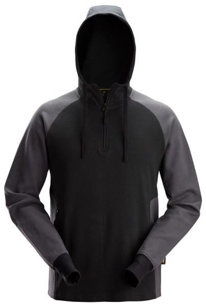 Zweifarbiger Hoodie mit Halbreißverschluss
