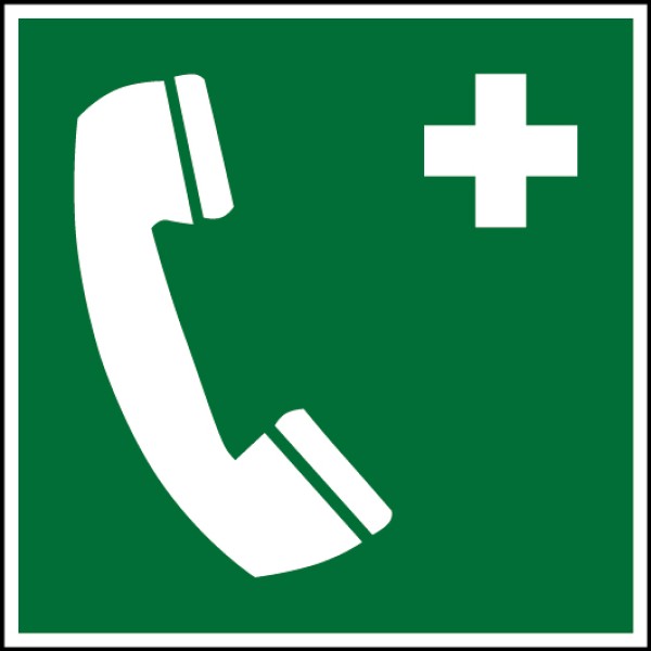 Notruftelefon Schild 150 x 150 mm, nachleuchtende Folie