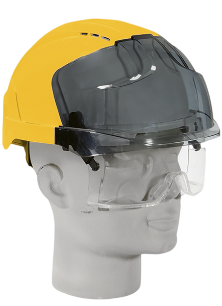 JSP EVO VISTA Schutzhelm Gelb mit Klarem Augenschutz und Verstellbar