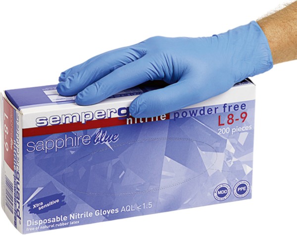 Semperguard Sapphire Blue Nitril Einweghandschuhe leicht, ungepudert, 24 cm