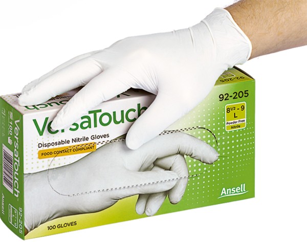 Ansell Versatouch Nitril Einweghandschuhe, weiss, ungepudert, 24 cm