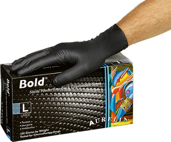 AURELIA Einweg Nitrilhandschuhe Schwarz, 0,13 mm, 100 St.