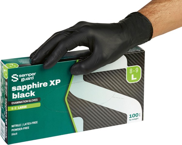 SEMPERGUARD schwarze Nitril Einweghandschuhe, ungepudert, 100 Stk