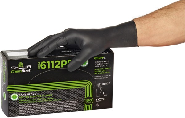 SHOWA Einweghandschuhe Nitril schwarz biologisch abbaubar 100 Stk