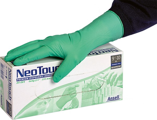 Ansell Microflex Neotouch grüne Einweghandschuhe, lang, ungepudert, 29 cm