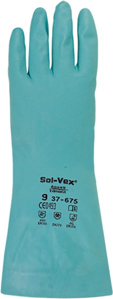 Ansell Alphatec Solvex grüne Nitrilhandschuhe, 33 cm, rau
