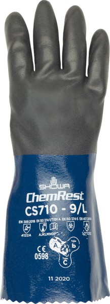 SHOWA Chemieschutzhandschuhe aus zweilagigem Nitril, blau/schwarz