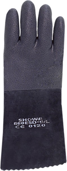 SHOWA ESD Chemie-Schutzhandschuhe mit PVC-Beschichtung, schwarz