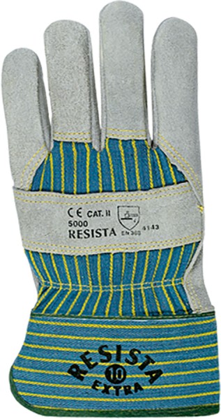 Robuste Schutzhandschuhe aus grauem Rindspaltleder mit Knöchelschutz