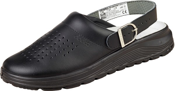 ABEBAs schwarze Leder-Pantoletten mit orthopädischem Fussbett