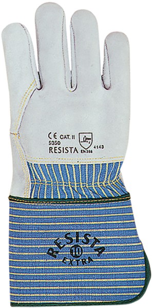 Robuste RESISTA Schutzhandschuhe aus grauem Rindsspaltleder, 32 cm