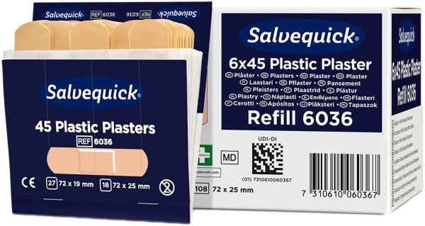SALVEQUICK wasserabweisende Plastik-Heftpflaster 6x45 Stück