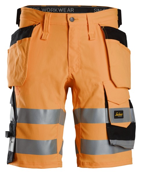 High-Vis, Stretch-Shorts mit Holstertaschen der Warnschutzklasse 1