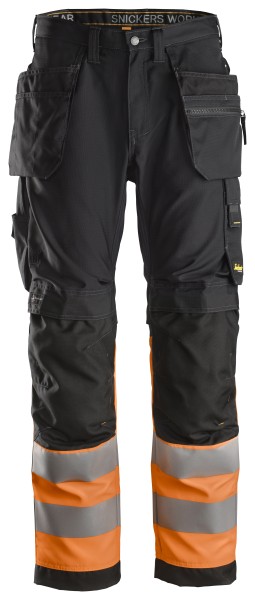 High-Vis, Arbeitshose+ mit Holstertaschen, Warnschutzklasse 1