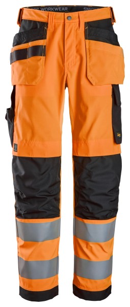 High-Vis, Arbeitshose mit Holstertaschen, Warnschutzklasse 2
